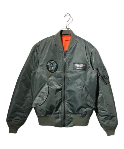 AVIREX（アヴィレックス）AVIREX (アヴィレックス) PEANUTS (ピーナッツ) リバーシブルフライトジャケット/MA-1 FLYING ACE オリーブ サイズ:Mの古着・服飾アイテム