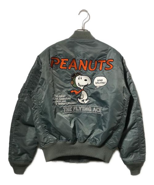 AVIREX（アヴィレックス）AVIREX (アヴィレックス) PEANUTS (ピーナッツ) リバーシブルフライトジャケット/MA-1 FLYING ACE オリーブ サイズ:Mの古着・服飾アイテム
