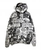 KITHキス）の古着「総柄プルオーバーパーカー」｜ブラック