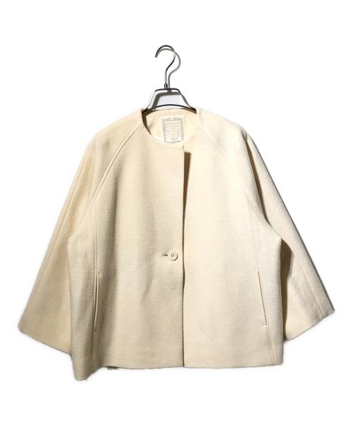 BEARDSLEY（ビアズリー）BEARDSLEY (ビアズリー) ラグランスリーブ ノーカラージャケット/圧縮ウールショートコート ベージュ サイズ:Fの古着・服飾アイテム