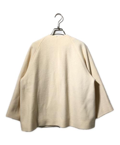 BEARDSLEY（ビアズリー）BEARDSLEY (ビアズリー) ラグランスリーブ ノーカラージャケット/圧縮ウールショートコート ベージュ サイズ:Fの古着・服飾アイテム