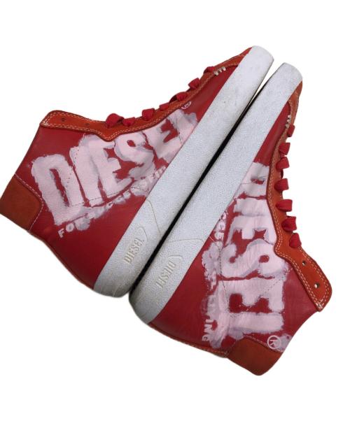 DIESEL（ディーゼル）DIESEL (ディーゼル) ハイカットスニーカー/カウレザーミッドカット レッド サイズ:US9/EUR42の古着・服飾アイテム