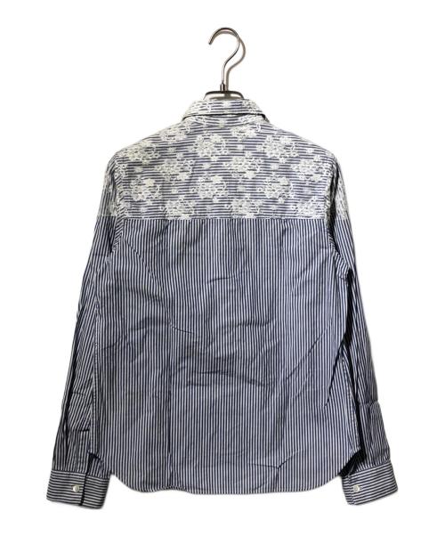 tricot COMME des GARCONS（トリココムデギャルソン）tricot COMME des GARCONS (トリココムデギャルソン) レースストライプシャツ ブルー×ホワイト サイズ:Mの古着・服飾アイテム