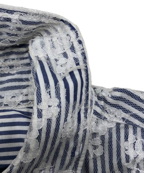 tricot COMME des GARCONS（トリココムデギャルソン）tricot COMME des GARCONS (トリココムデギャルソン) レースストライプシャツ ブルー×ホワイト サイズ:Mの古着・服飾アイテム