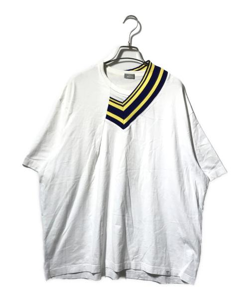 kolor/BEACON（カラービーコン）kolor/BEACON (カラービーコン) カラー ドッキング 半袖 Tシャツ ホワイト サイズ:2の古着・服飾アイテム