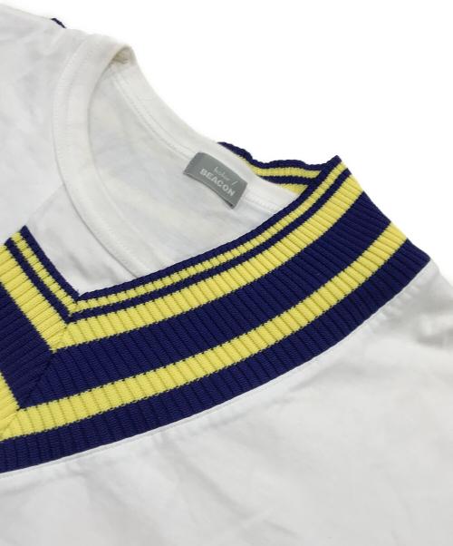 kolor/BEACON（カラービーコン）kolor/BEACON (カラービーコン) カラー ドッキング 半袖 Tシャツ ホワイト サイズ:2の古着・服飾アイテム