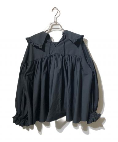 中古・古着通販】YOIHI (ヨイヒ) フリルカラーブラウス ブラック 
