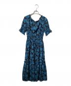 Kate Spadeケイトスペード）の古着「花柄ワンピース/バックボタンワンピース」｜ブルー×ブラック