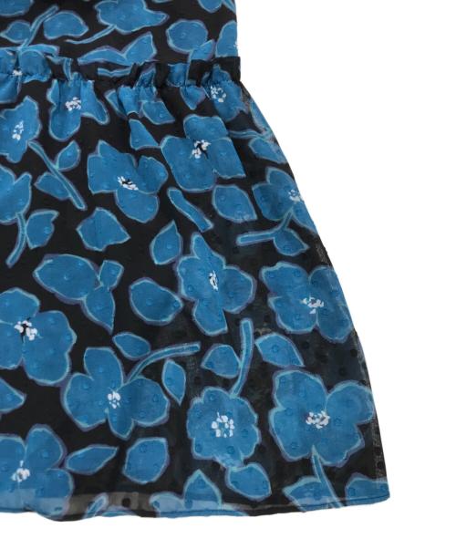 Kate Spade（ケイトスペード）Kate Spade (ケイトスペード) 花柄ワンピース/バックボタンワンピース ブルー×ブラック サイズ:XSの古着・服飾アイテム