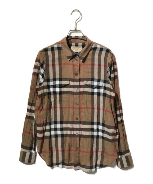 BURBERRY（バーバリー）BURBERRY (バーバリー) Check cotton shirt / ノヴァチェックコットンシアーシャツ ブラウン サイズ:Mの古着・服飾アイテム