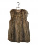 BLANCHAブランカ）の古着「フォックスファーベスト」｜ベージュ×ブラウン