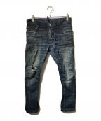 DSQUARED2ディースクエアード）の古着「ステッチ加工デニムパンツ」｜インディゴ