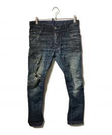 DSQUARED2（ディースクエアード）の古着「ステッチ加工デニムパンツ」｜インディゴ