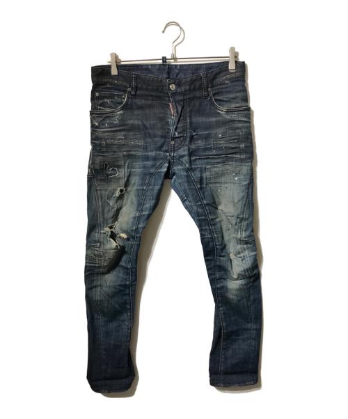 DSQUARED2（ディースクエアード）DSQUARED2 (ディースクエアード) ステッチ加工デニムパンツ インディゴ サイズ:48の古着・服飾アイテム