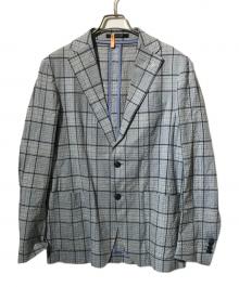 TAGLIATORE（タリアトーレ）の古着「リネンミックステーラードジャケット」｜ブルー×ホワイト