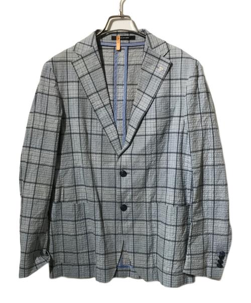 TAGLIATORE（タリアトーレ）TAGLIATORE (タリアトーレ) リネンミックステーラードジャケット ブルー×ホワイト サイズ:48の古着・服飾アイテム