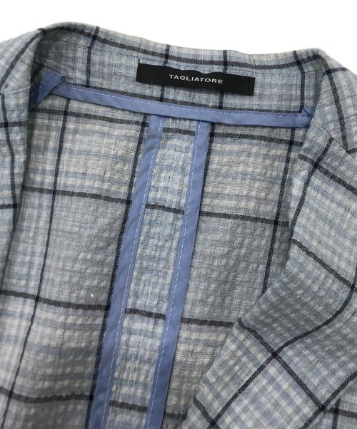 TAGLIATORE（タリアトーレ）TAGLIATORE (タリアトーレ) リネンミックステーラードジャケット ブルー×ホワイト サイズ:48の古着・服飾アイテム