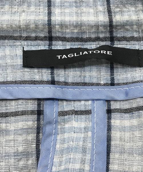 TAGLIATORE（タリアトーレ）TAGLIATORE (タリアトーレ) リネンミックステーラードジャケット ブルー×ホワイト サイズ:48の古着・服飾アイテム