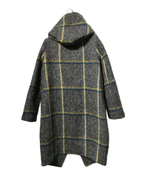 de...dacca（ドゥダッカ）de...dacca (ドゥダッカ) 大柄チェックフーデッドコート グレー サイズ:38の古着・服飾アイテム