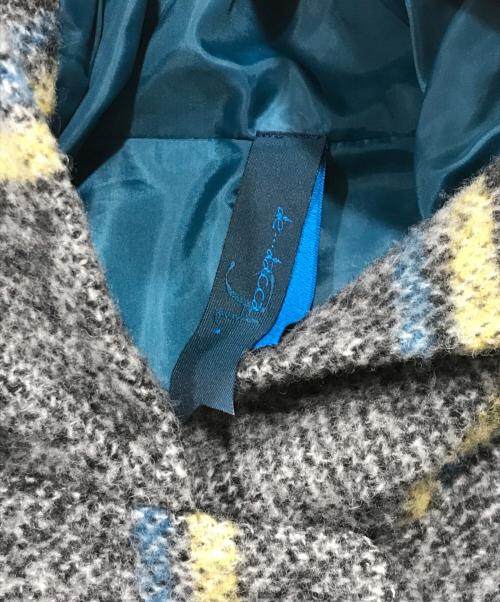 de...dacca（ドゥダッカ）de...dacca (ドゥダッカ) 大柄チェックフーデッドコート グレー サイズ:38の古着・服飾アイテム