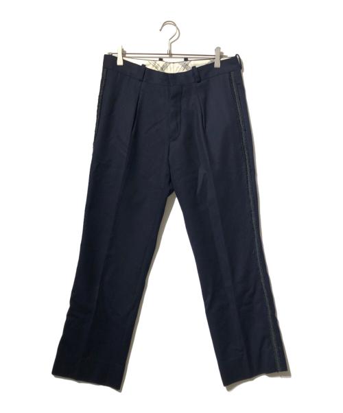m's braque（エムズブラック）m's braque (エムズブラック) サイドラインウールナイロンスラックス ネイビー サイズ:SIZE 38の古着・服飾アイテム