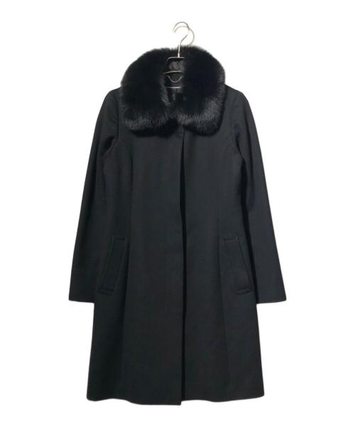 23区（ニジュウサンク）23区 (ニジュウサンク) フォックスファーカシミヤコート ブラック サイズ:40の古着・服飾アイテム