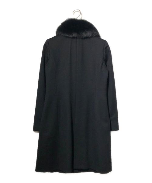 23区（ニジュウサンク）23区 (ニジュウサンク) フォックスファーカシミヤコート ブラック サイズ:40の古着・服飾アイテム