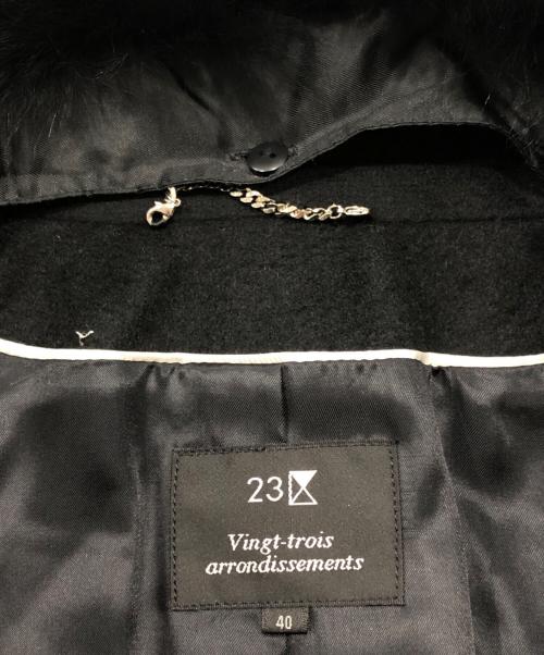 23区（ニジュウサンク）23区 (ニジュウサンク) フォックスファーカシミヤコート ブラック サイズ:40の古着・服飾アイテム