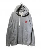 PLAY COMME des GARCONSプレイコムデギャルソン）の古着「Pullover Hoodie With Red Emblem Top/パーカー」｜グレー