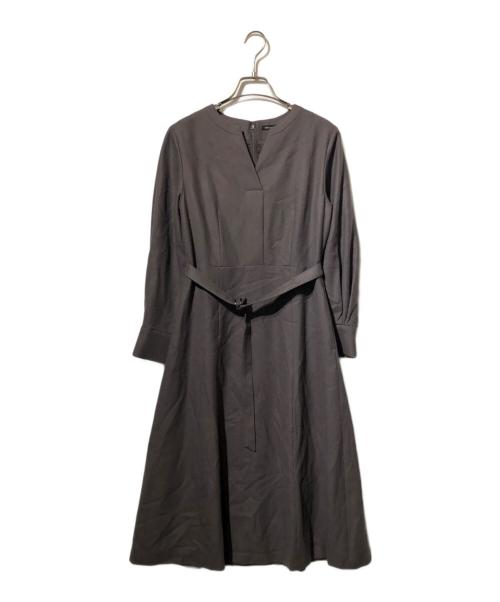 23区（ニジュウサンク）23区 (ニジュウサンク) ウールジョーゼット フィットアンドフレア ワンピース グレー サイズ:36の古着・服飾アイテム