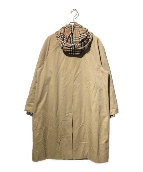 BURBERRY LONDON（バーバリーロンドン）BURBERRY LONDON (バーバリーロンドン) ミドル丈チェックフードギャバジンカーコート/Mid-length checked hooded gabardine car coat/23年モデル ベージュ サイズ:36の古着・服飾アイテム