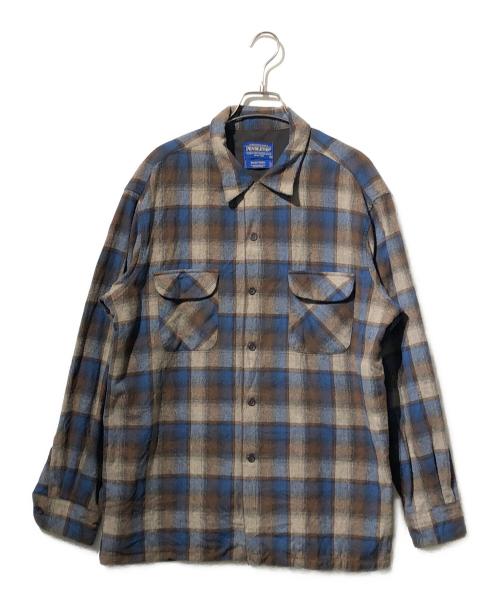 PENDLETON（ペンドルトン）PENDLETON (ペンドルトン) オンブレチェックウールシャツ/BOARD SHIRT ブラウン サイズ:Lの古着・服飾アイテム
