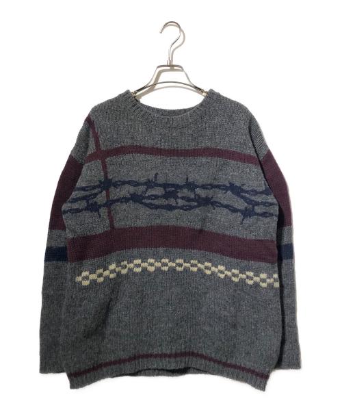 UNDERCOVER（アンダーカバー）UNDERCOVER (アンダーカバー) 有刺鉄線ニット グレー×レッド サイズ:表記なしの古着・服飾アイテム