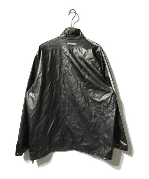 adidas（アディダス）adidas (アディダス) PUレザー調トラックジャケット/ナイロンジャケット ブラック サイズ:Ｌの古着・服飾アイテム