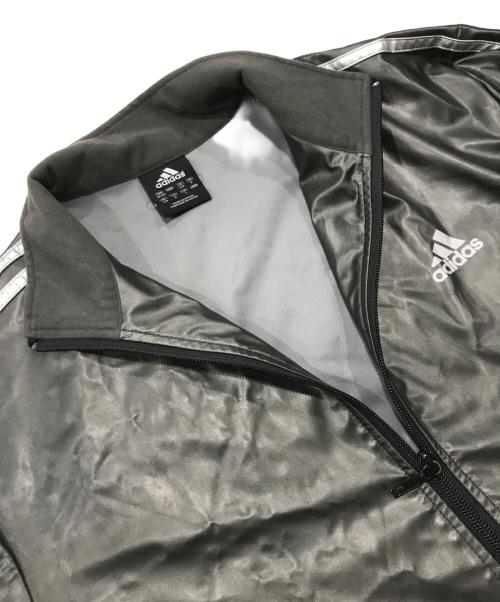 adidas（アディダス）adidas (アディダス) PUレザー調トラックジャケット/ナイロンジャケット ブラック サイズ:Ｌの古着・服飾アイテム