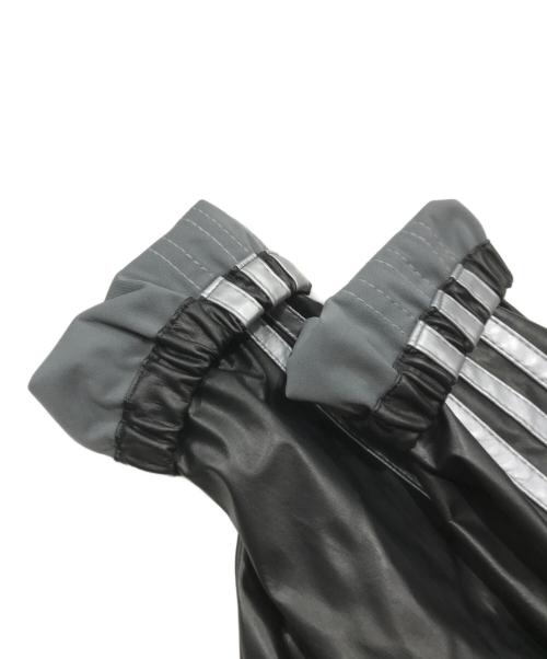 adidas（アディダス）adidas (アディダス) PUレザー調トラックジャケット/ナイロンジャケット ブラック サイズ:Ｌの古着・服飾アイテム