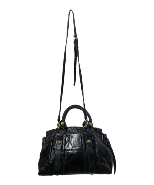 MIU MIU（ミュウミュウ）MIU MIU (ミュウミュウ) ヴィッテロ・ラックス レザー 2WAY ショルダーバッグ ブラックの古着・服飾アイテム