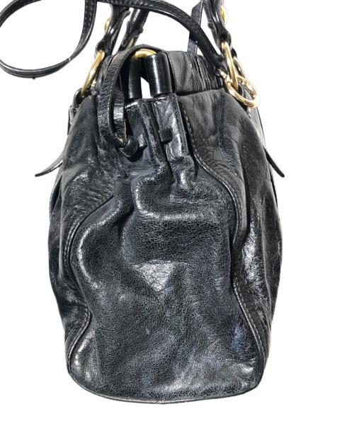 MIU MIU（ミュウミュウ）MIU MIU (ミュウミュウ) ヴィッテロ・ラックス レザー 2WAY ショルダーバッグ ブラックの古着・服飾アイテム