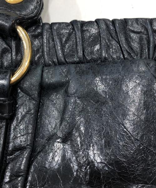 MIU MIU（ミュウミュウ）MIU MIU (ミュウミュウ) ヴィッテロ・ラックス レザー 2WAY ショルダーバッグ ブラックの古着・服飾アイテム