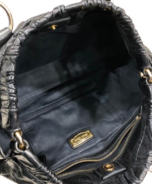 MIU MIU（ミュウミュウ）MIU MIU (ミュウミュウ) ヴィッテロ・ラックス レザー 2WAY ショルダーバッグ ブラックの古着・服飾アイテム