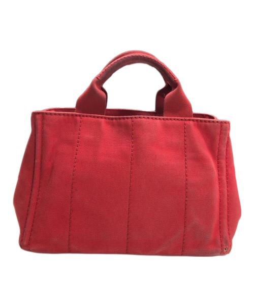 PRADA（プラダ）PRADA (プラダ) キャンバスハンドバッグ レッドの古着・服飾アイテム