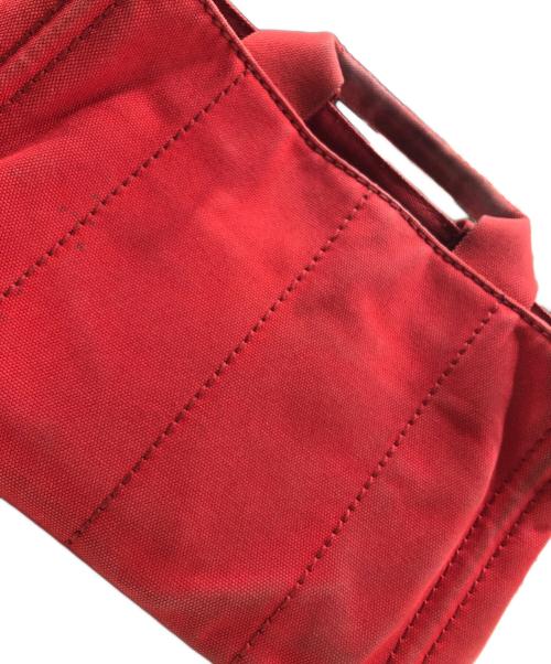 PRADA（プラダ）PRADA (プラダ) キャンバスハンドバッグ レッドの古着・服飾アイテム