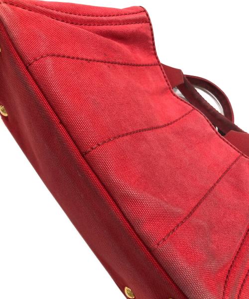 PRADA（プラダ）PRADA (プラダ) キャンバスハンドバッグ レッドの古着・服飾アイテム