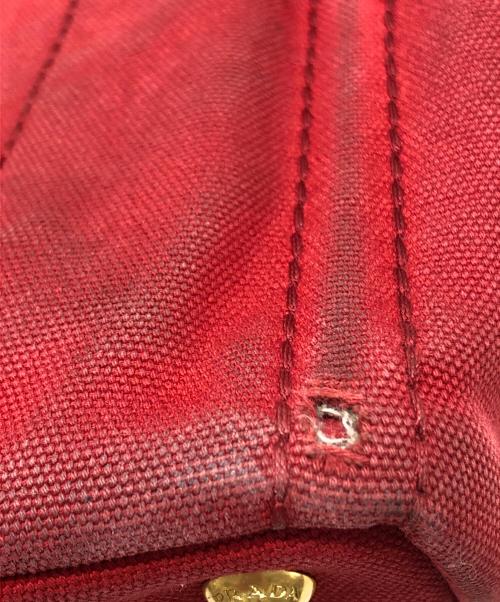 PRADA（プラダ）PRADA (プラダ) キャンバスハンドバッグ レッドの古着・服飾アイテム