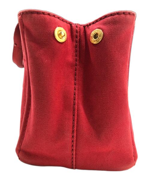 PRADA（プラダ）PRADA (プラダ) キャンバスハンドバッグ レッドの古着・服飾アイテム