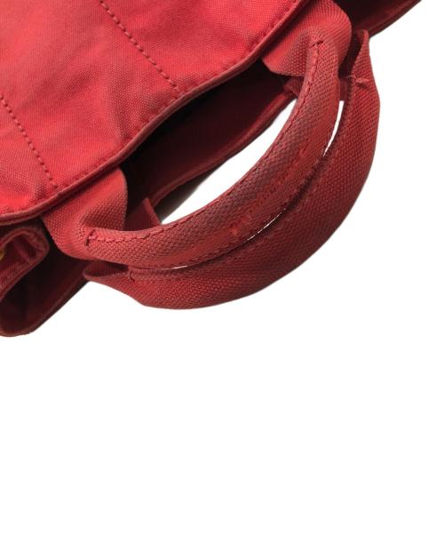 PRADA（プラダ）PRADA (プラダ) キャンバスハンドバッグ レッドの古着・服飾アイテム