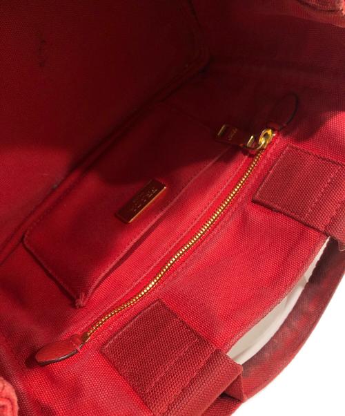 PRADA（プラダ）PRADA (プラダ) キャンバスハンドバッグ レッドの古着・服飾アイテム