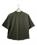 is-nessイズネス）の古着「ステッチサークルラインカットソー/半袖シャツ」｜カーキ