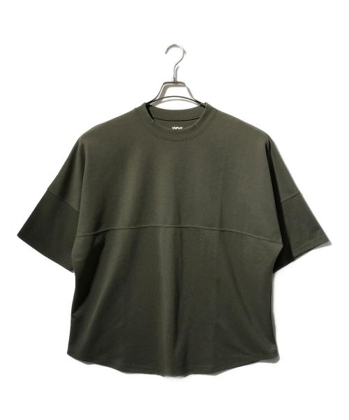 is-ness（イズネス）is-ness (イズネス) ステッチサークルラインカットソー/半袖シャツ カーキ サイズ:Lの古着・服飾アイテム