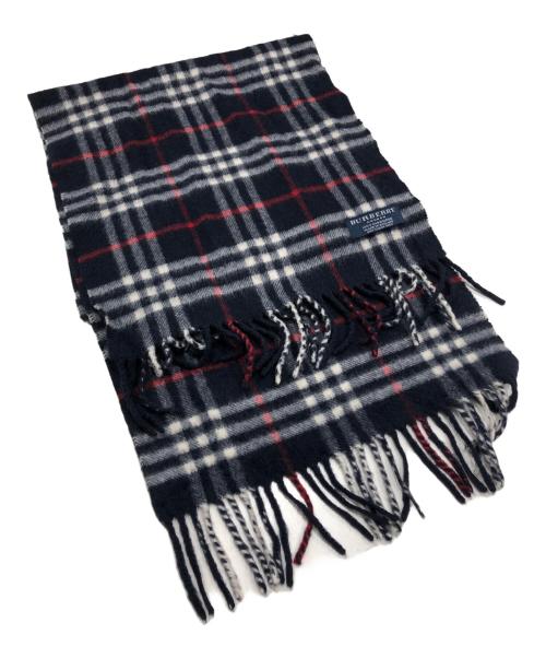 Burberry's（バーバリー）Burberry's (バーバリーズ) カシミヤノヴァチェックマフラー ネイビーの古着・服飾アイテム